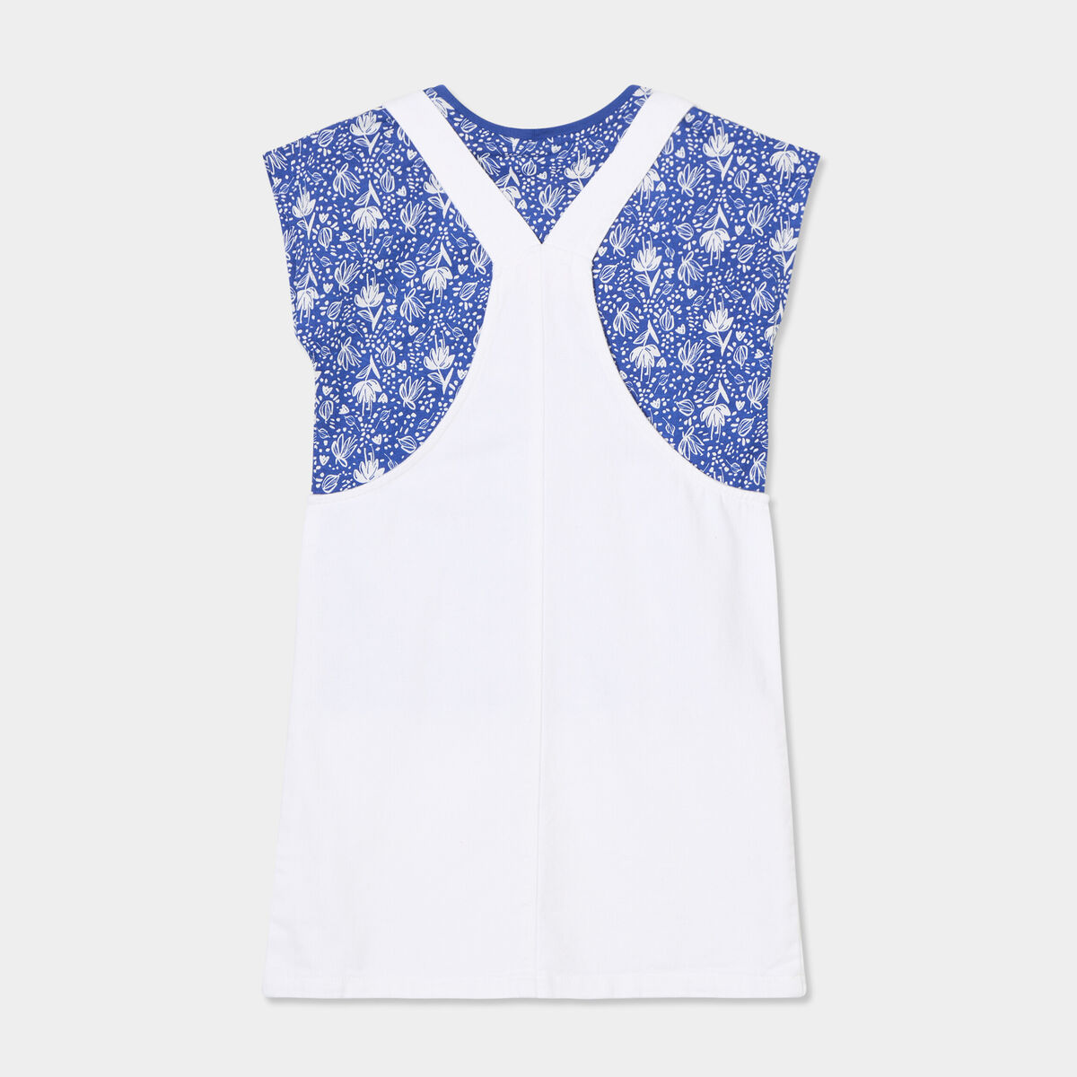 Ensemble robe salopette et t-shirt coton bleu roi fille