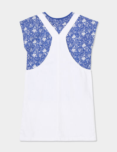 Ensemble robe salopette et t-shirt coton bleu roi fille
