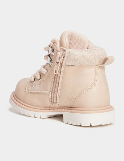 Boots zippées à lacets Trappeur rose clair bébé fille