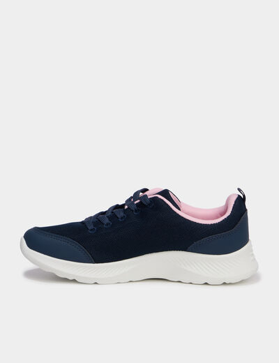 Baskets running &agrave; lacets bleu marine fille