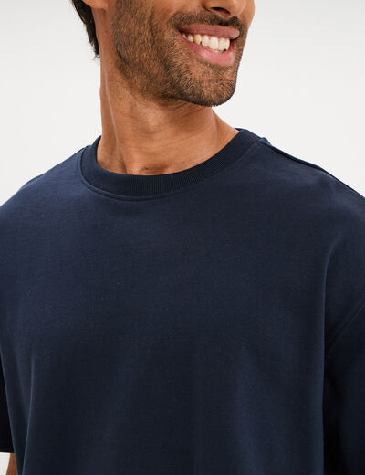 T-shirt col rond droit relax fit bleu marine homme