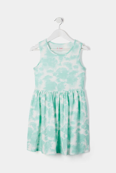 Robe évasée sans manches bleu turquoise fille