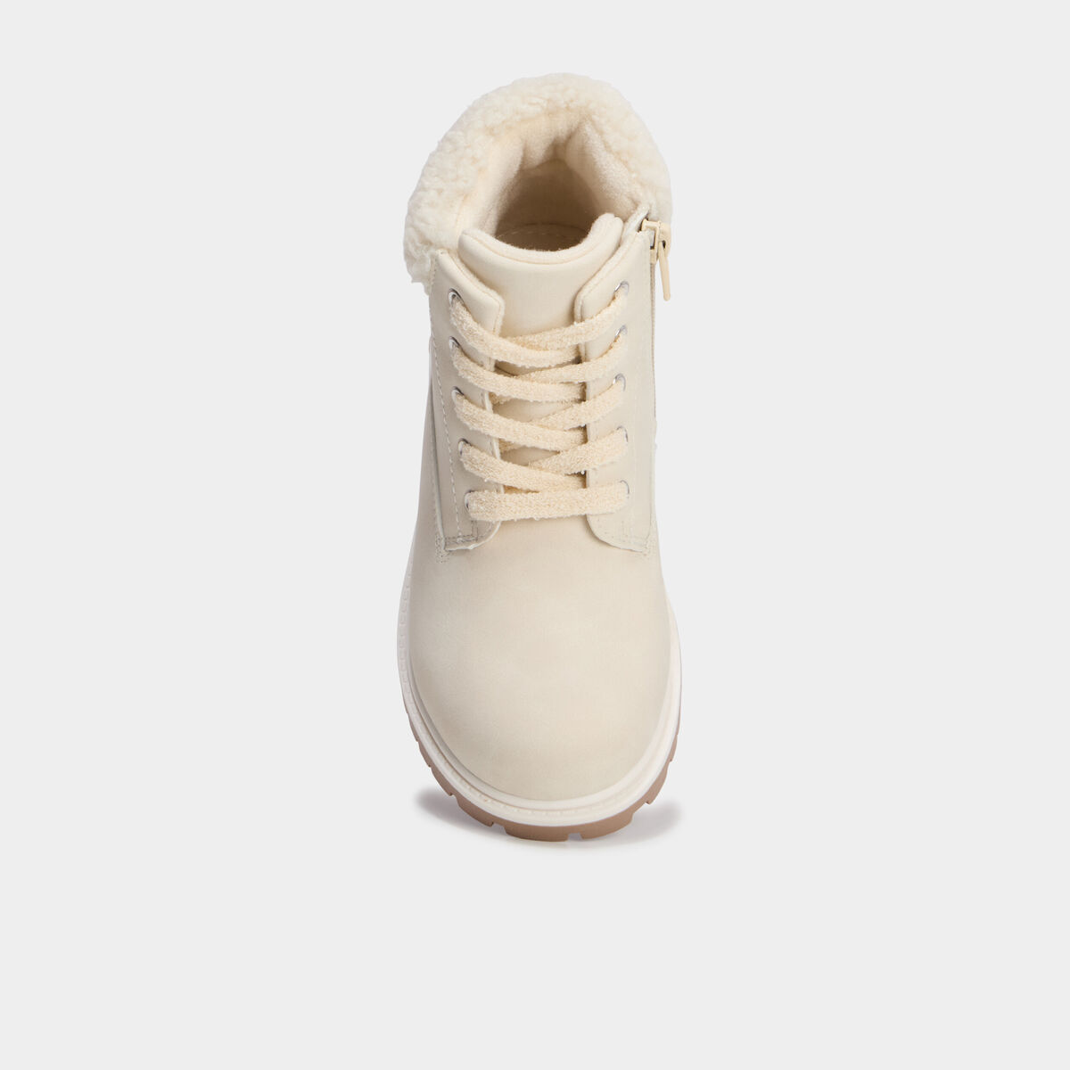 Bottines avec d&eacute;tails fausse fourrure creme fille
