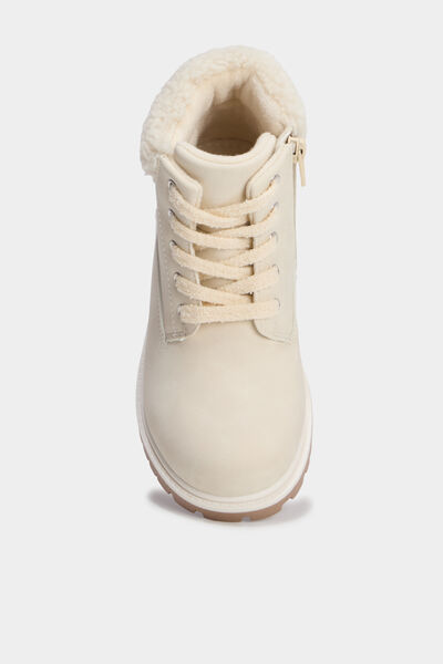 Bottines avec d&eacute;tails fausse fourrure creme fille