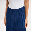 Jupe longue fluide taille &eacute;lastiqu&eacute;e bleu marine femme