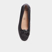 Ballerines pied large en cuir Walking noir femme