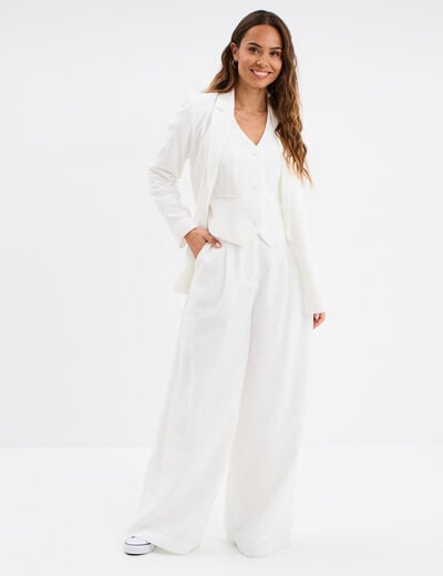 Veste blazer droite blanc femme