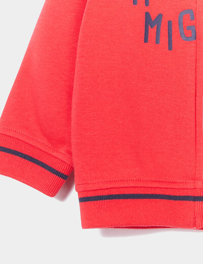 Ensemble 2 pièces t-shirt et gilet teddy rouge bébé garçon