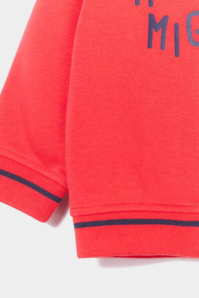Ensemble 2 pièces t-shirt et gilet teddy rouge bébé garçon