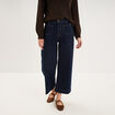 Jean large cropped poches plaqu&eacute;es denim brut femme