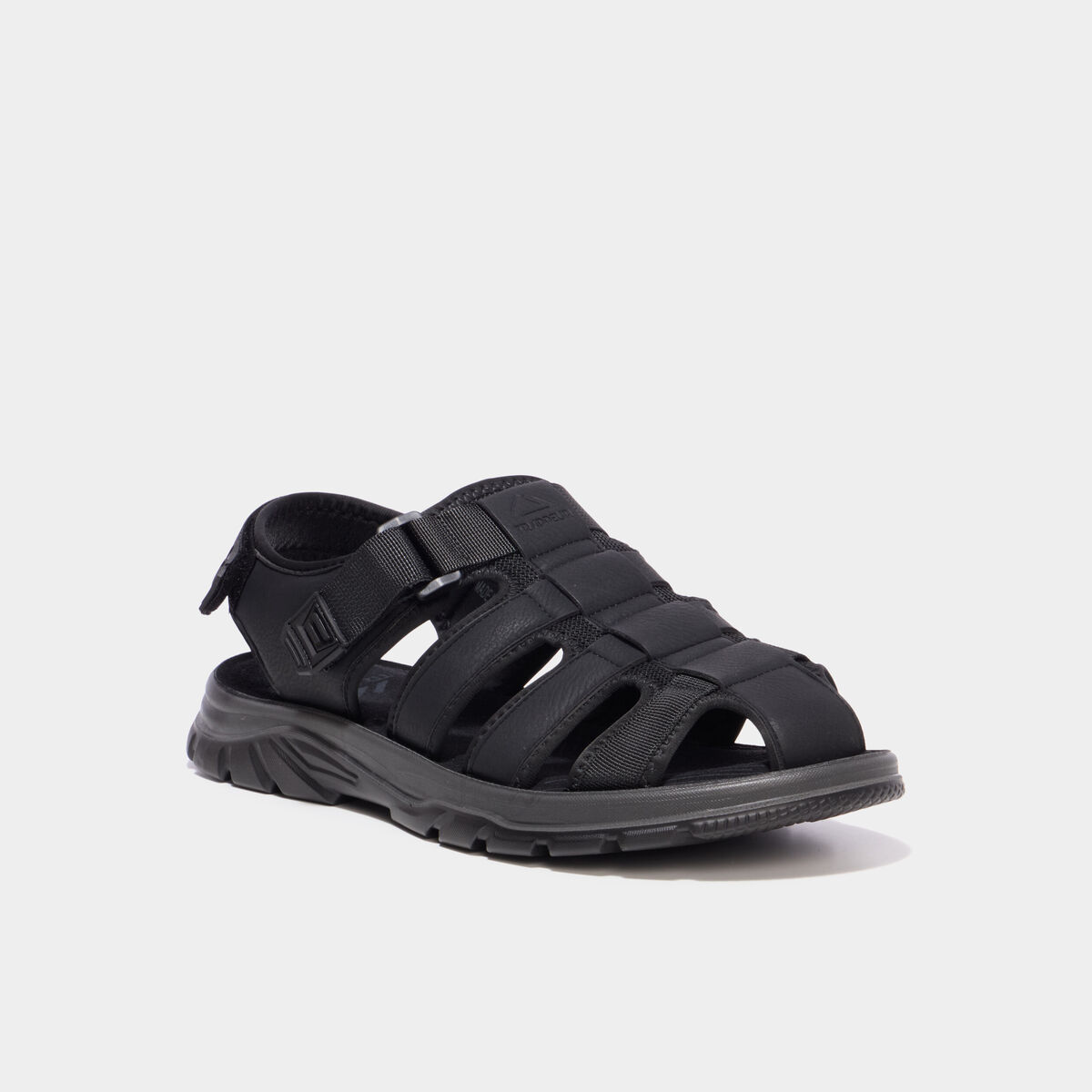 Sandales &agrave; scratchs avec bout rond noir homme