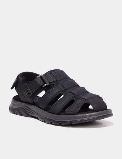 Sandales &agrave; scratchs avec bout rond noir homme