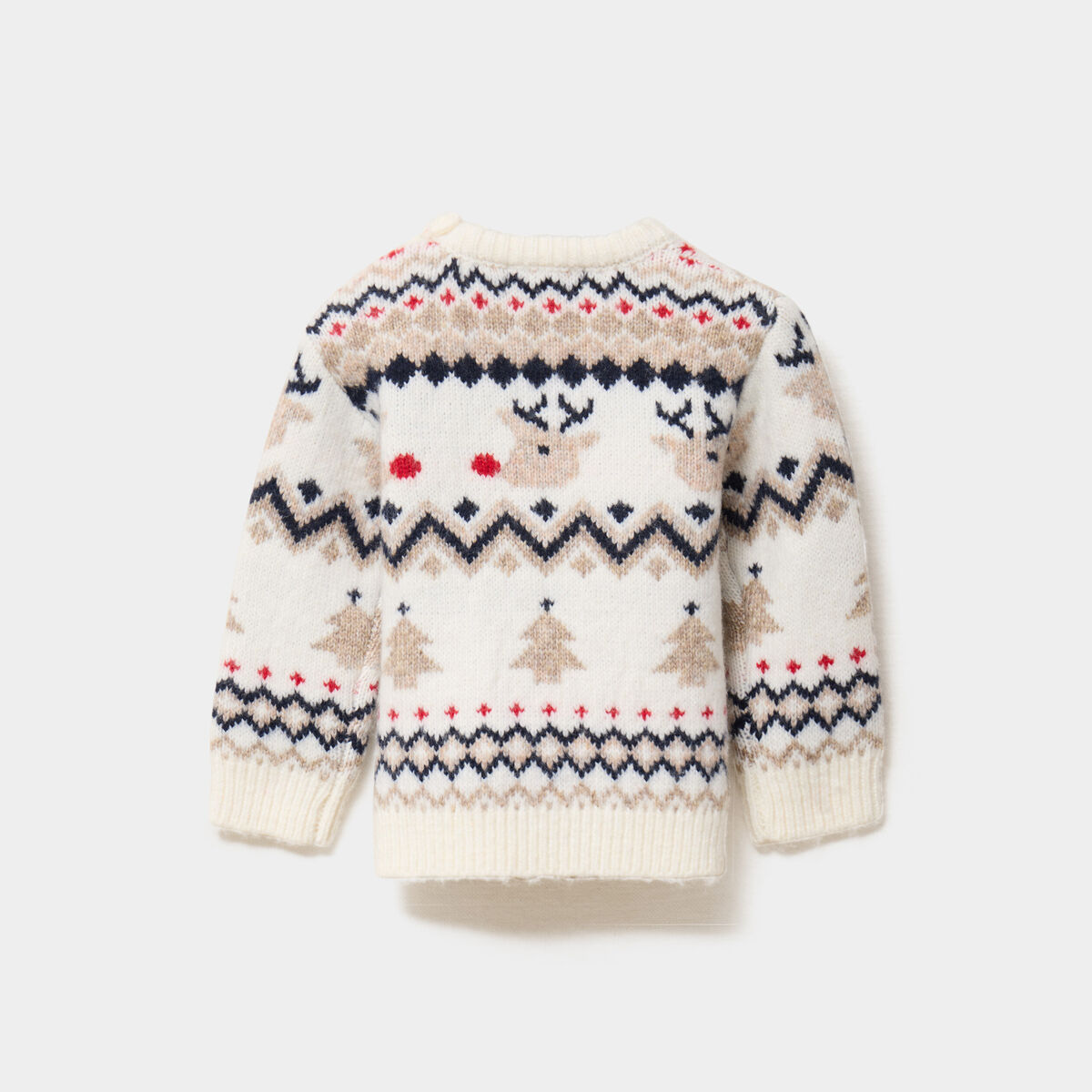 Pull No&euml;l col rond manches longues ivoire b&eacute;b&eacute; gar&ccedil;on