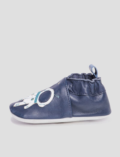 Bottillons en cuir bleu marine bébé garçon