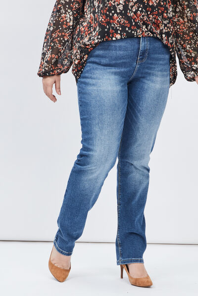 Jeans straight grande taille denim stone femme grande taille