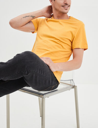 T-shirt en coton manches courtes jaune moutarde homme