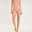 Tanga en dentelle doublure coton mauve femme