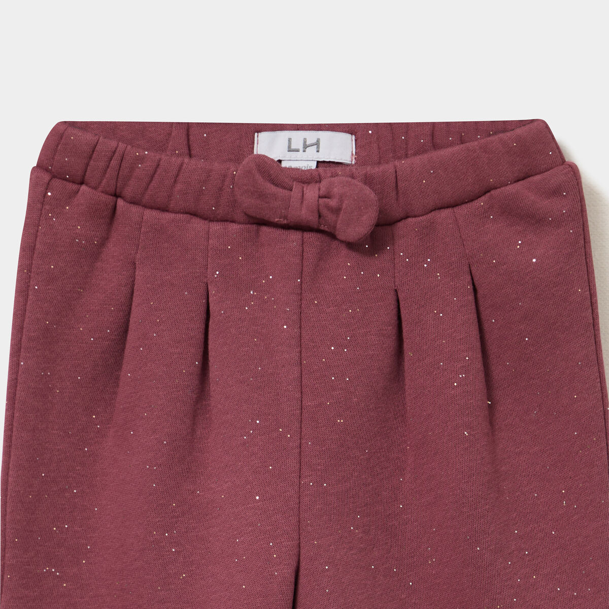 Pantalon jogging molleton &agrave; noeud bordeaux b&eacute;b&eacute; fille