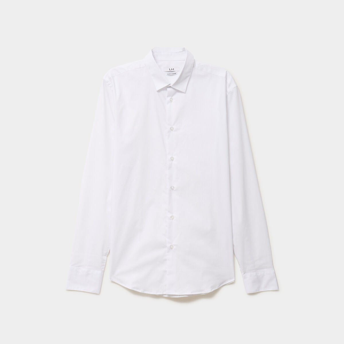 Chemise stretch manches longues blanc homme