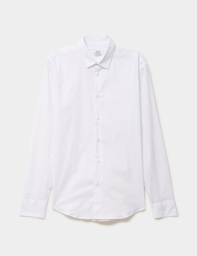 Chemise stretch manches longues blanc homme