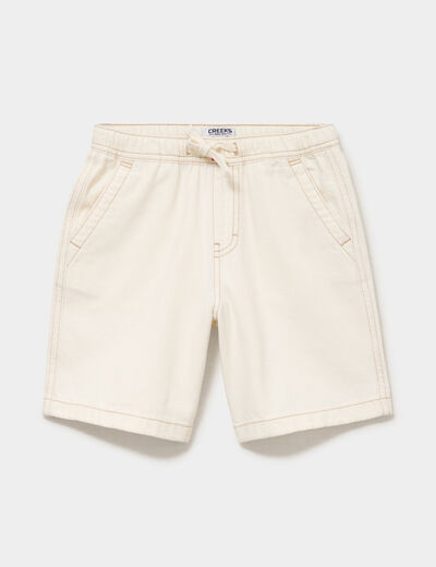 Bermuda regular taille &eacute;lastiqu&eacute;e coton ivoire gar&ccedil;on