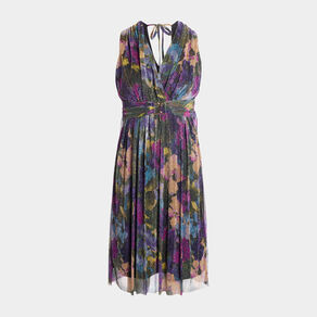 Robe de soirée fluide plissée noir femme