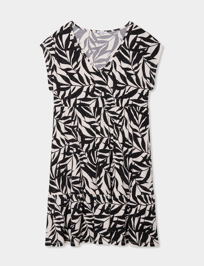 Robe patineuse à volants ecru femme grande taille