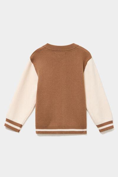 Gilet boutonn&eacute; col teddy manches longues marron b&eacute;b&eacute; gar&ccedil;on