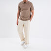 Polo col zippé manches courtes coton taupe homme