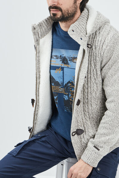 Gilet à capuche ivoire homme