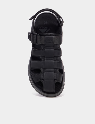 Sandales &agrave; scratchs avec bout rond noir homme