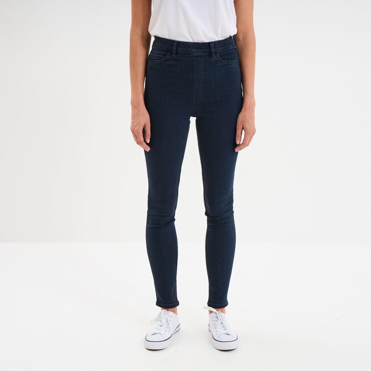 Jegging skinny taille haute denim blue black femme