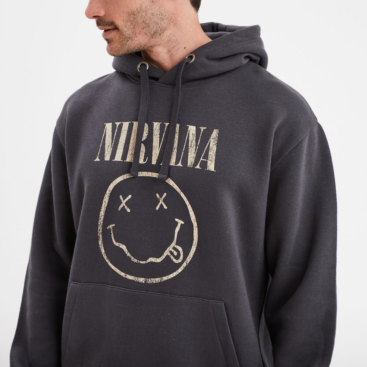 Sweat à capuche hoodie coton Nirvana noir homme