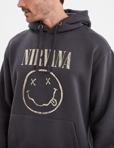 Sweat à capuche hoodie coton Nirvana noir homme
