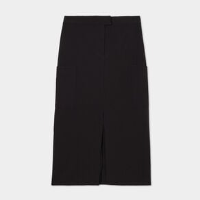 jupe midi fendue poches plaquees cotes noir femme Jupe midi fendue poches plaquées côtés noir femme