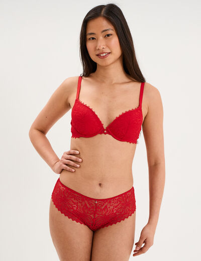 Soutien-gorge push up dentelle rouge femme