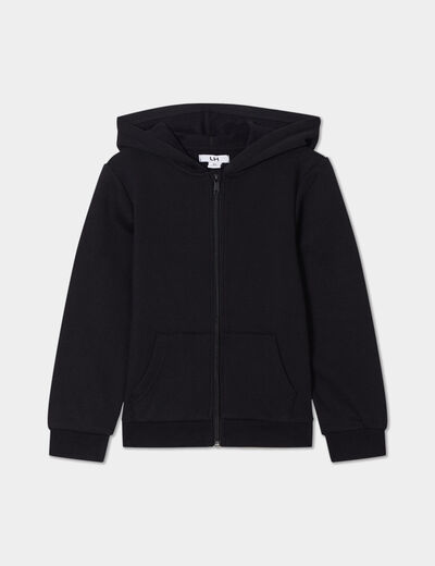 Sweat à capuche zippé noir fille
