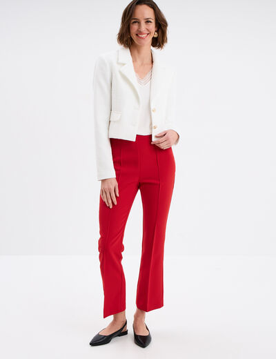 T-shirt col en V manches courtes blanc femme