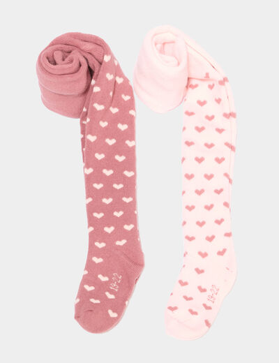 Lot 2 collants opaques rose fushia b&eacute;b&eacute; fille