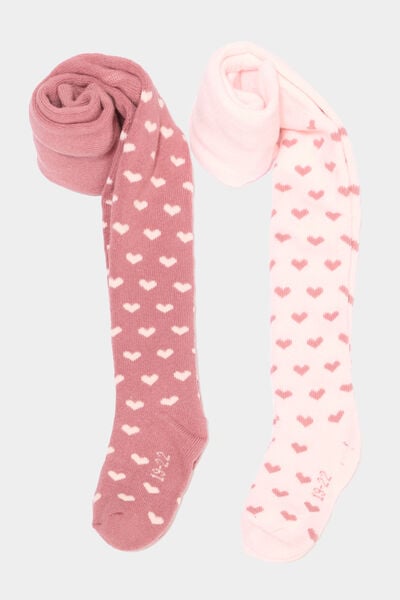 Lot 2 collants opaques rose fushia b&eacute;b&eacute; fille