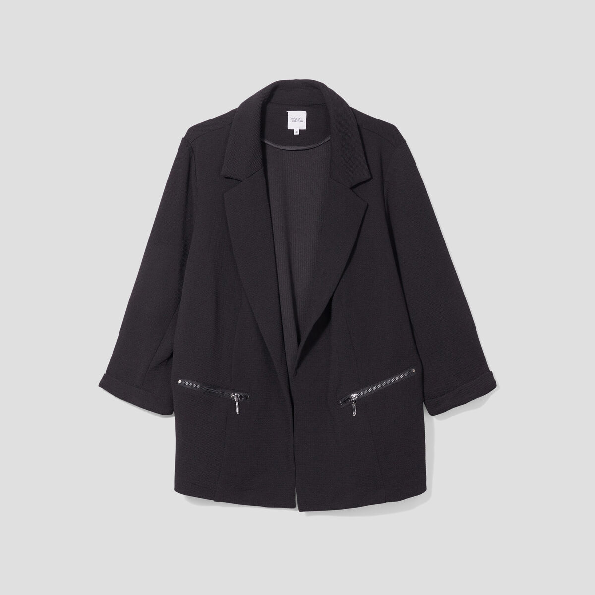 Veste ajustée manches 3/4 noir femme grande taille