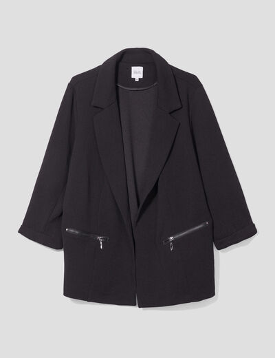 Veste ajustée manches 3/4 noir femme grande taille