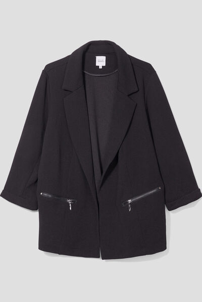 Veste ajustée manches 3/4 noir femme grande taille