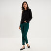 Pantalon slim stretch vert fonc&eacute; femme