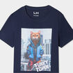 T-shirt col rond manches courtes coton bleu marine gar&ccedil;on