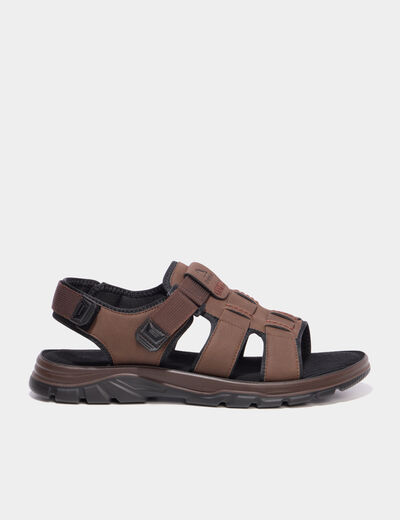 Sandales avec scratchs marron homme