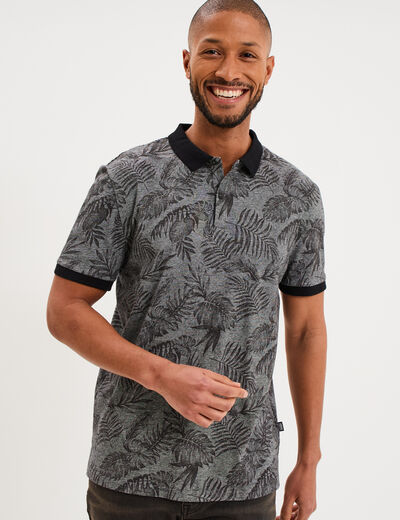 Polo jersey droit manches courtes coton noir homme