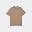 Polo col zippé manches courtes coton taupe homme