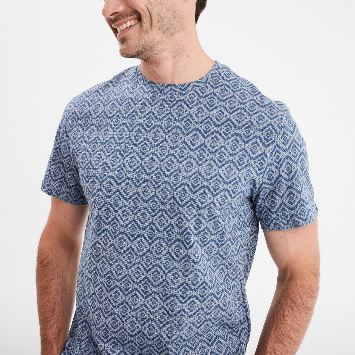 T-shirt manches courtes col rond bleu marine homme