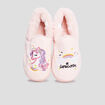 Chaussons brodés fourrés rose fille
